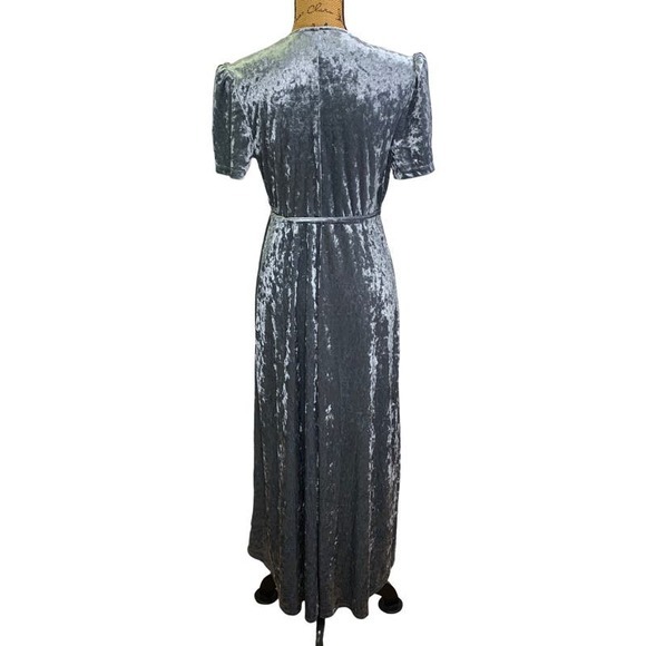 XHILARATION Gray Crushed Velvet Wrap Maxi Dress - Picture 11 of 16